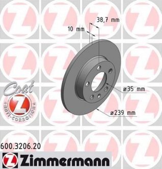 Тормозной диск ZIMMERMANN 600.3206.20 (фото 1)