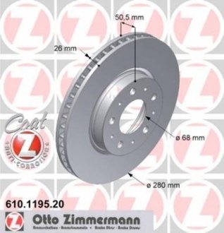 Тормозной диск ZIMMERMANN 610.1195.20 (фото 1)
