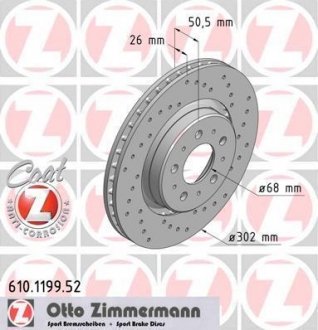 Тормозной диск ZIMMERMANN 610.1199.52 (фото 1)