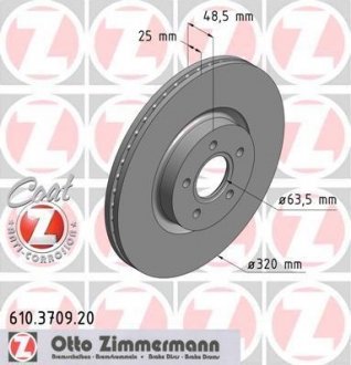 Тормозной диск ZIMMERMANN 610.3709.20 (фото 1)