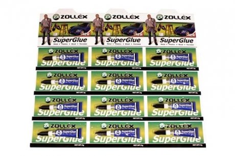 Супер клей SuperGlue (планшет 12шт по 3гр.) Zollex 15020